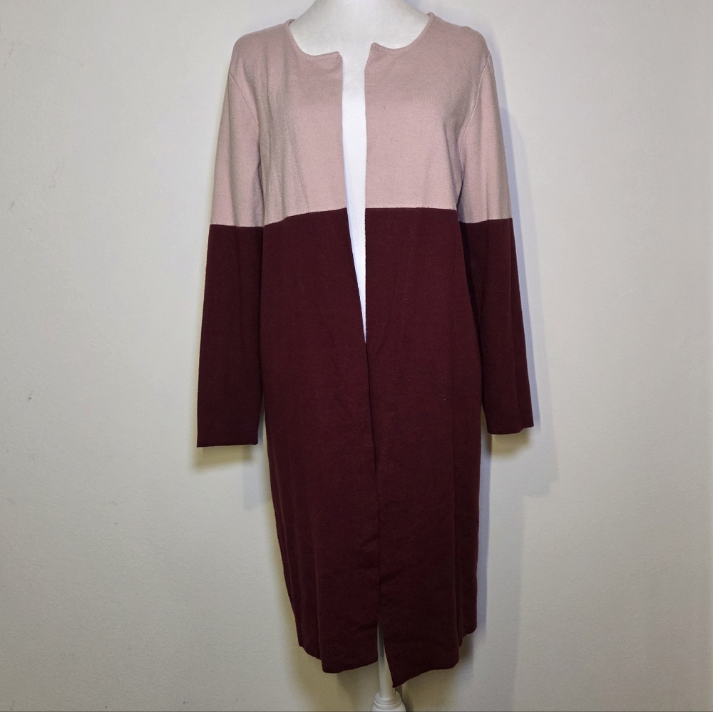 NWOT Two-Tone Open Front Cardigan - Picture 2 of 5